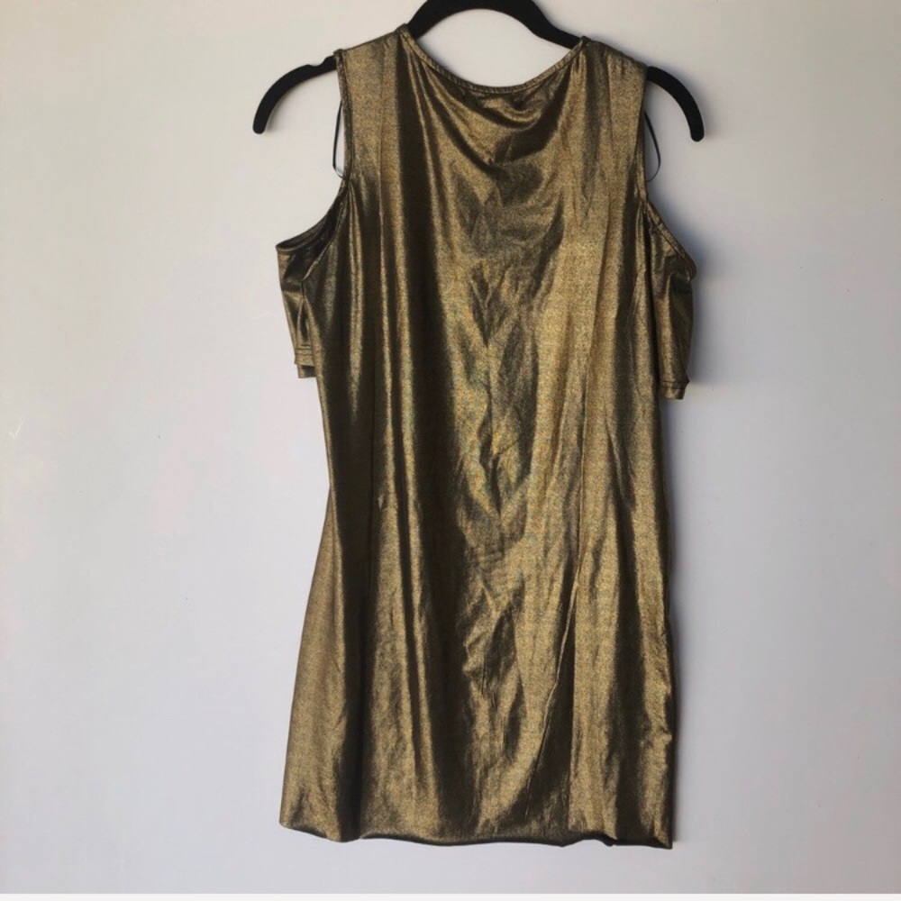 NWT Nasty Gal Gold Cold Shoulder Mini Dress - Picture 6 of 8